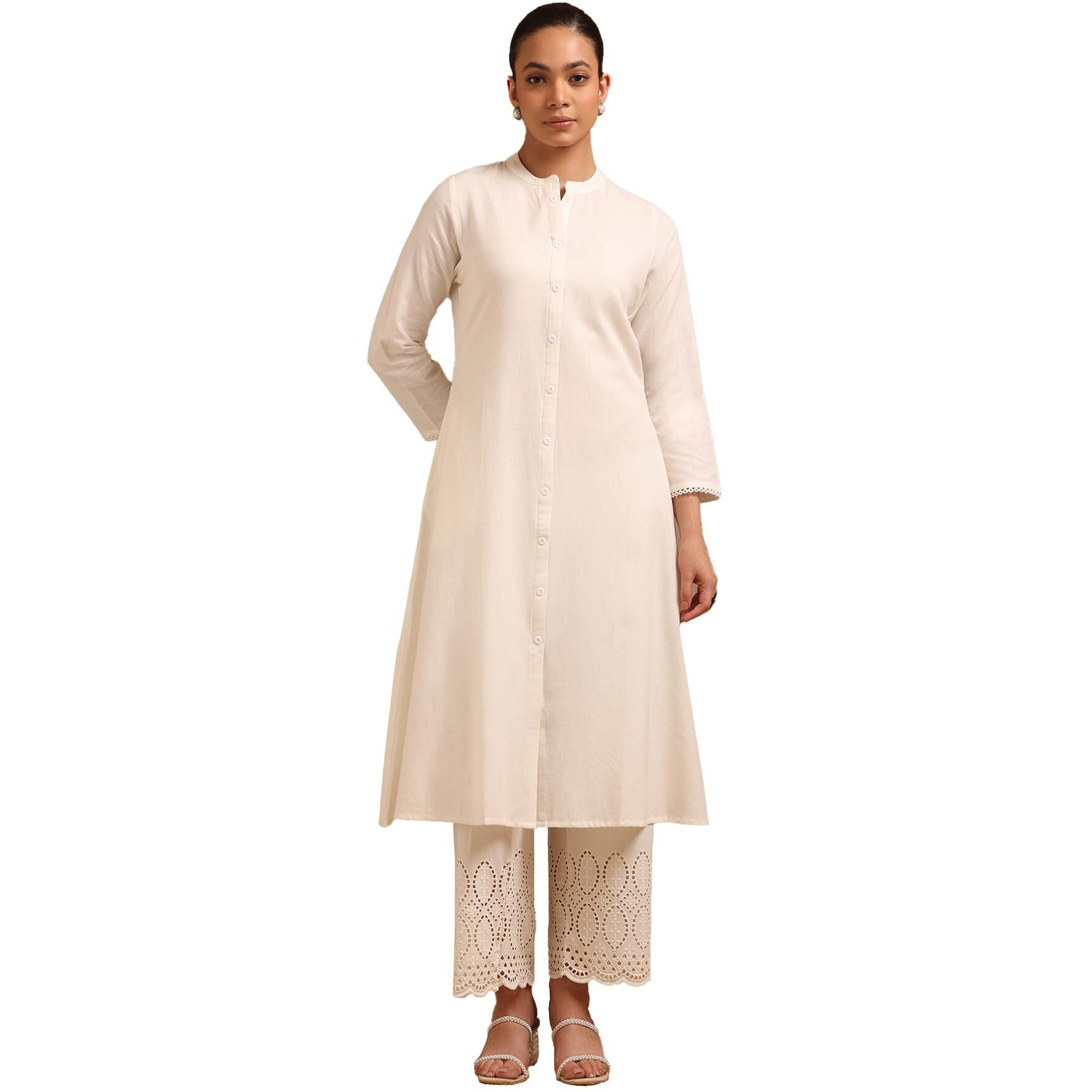 Soch Women's Pure Cotton Solid Regular Kurta (Cws5Ku61359_Off White
