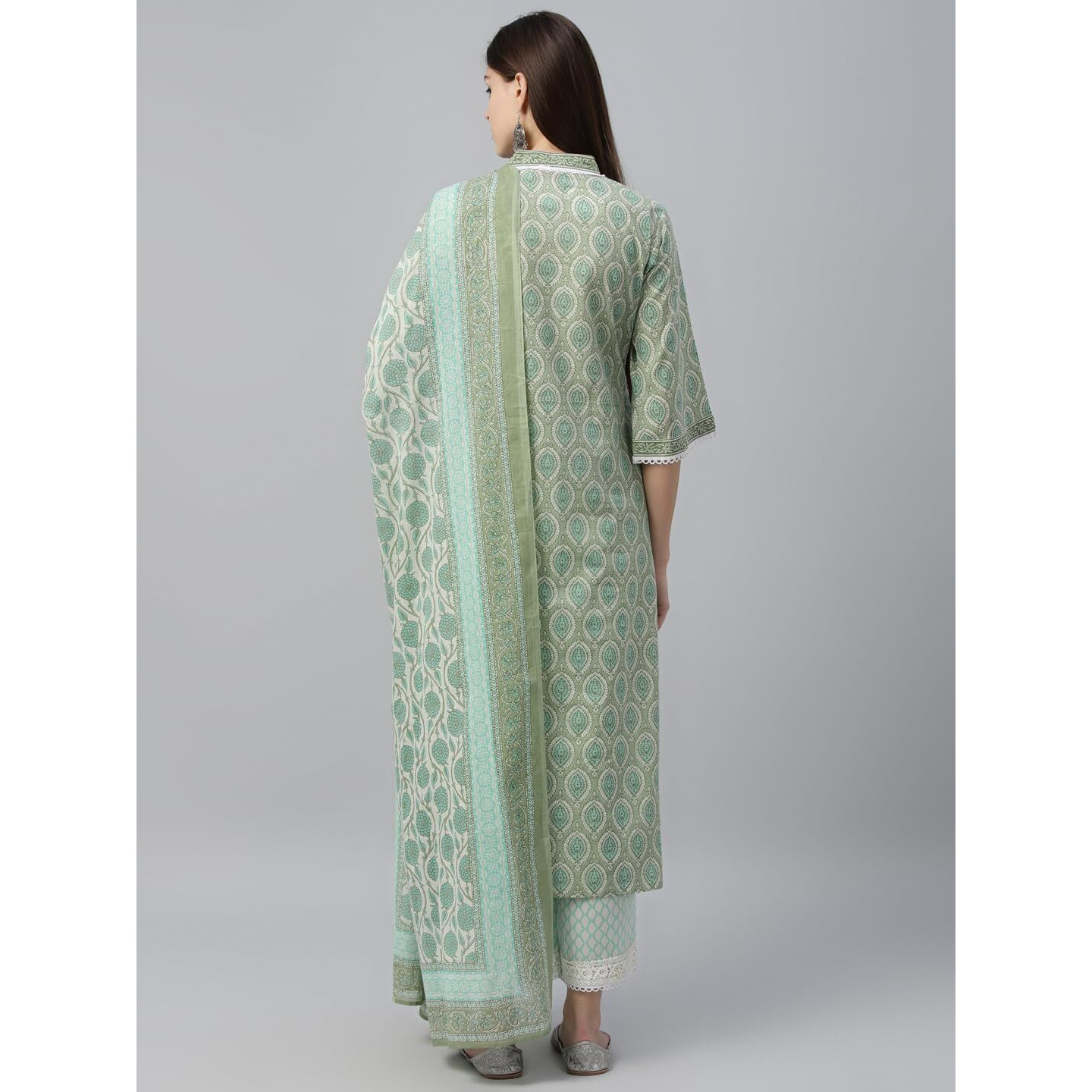 Libas Women's Silk Blend Kurta Set (35720_Green