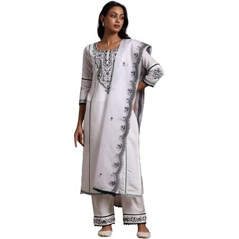Libas Women's Pure Cotton Kurta Set (27823_White