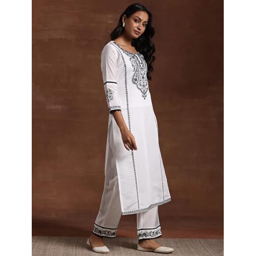Libas Women's Pure Cotton Kurta Set (27823_White