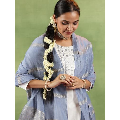Libas Off White Cotton Blend Yoke Design Kurta Sets For Women