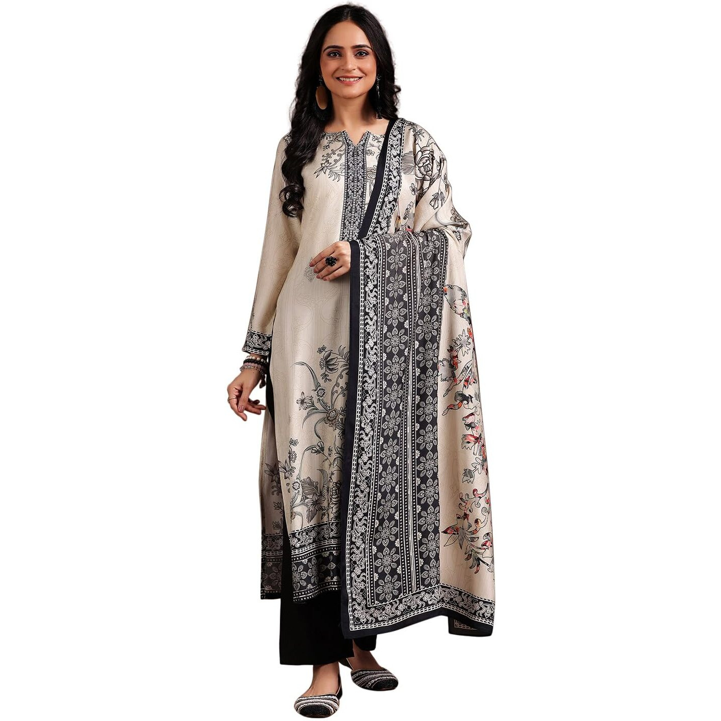Libas Women's Silk Blend Kurta Set (36776Or_White