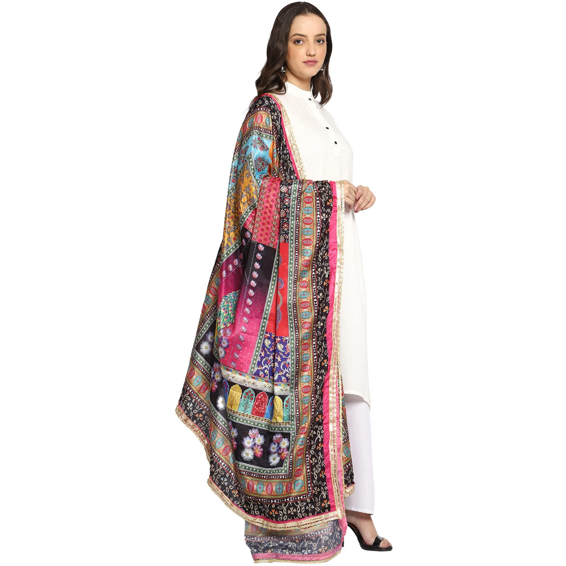 Weavers Villa Women's Poly Silk Digital Graphic Printed Ethnic Dupatta, Chunni, 2.25 Mtrs