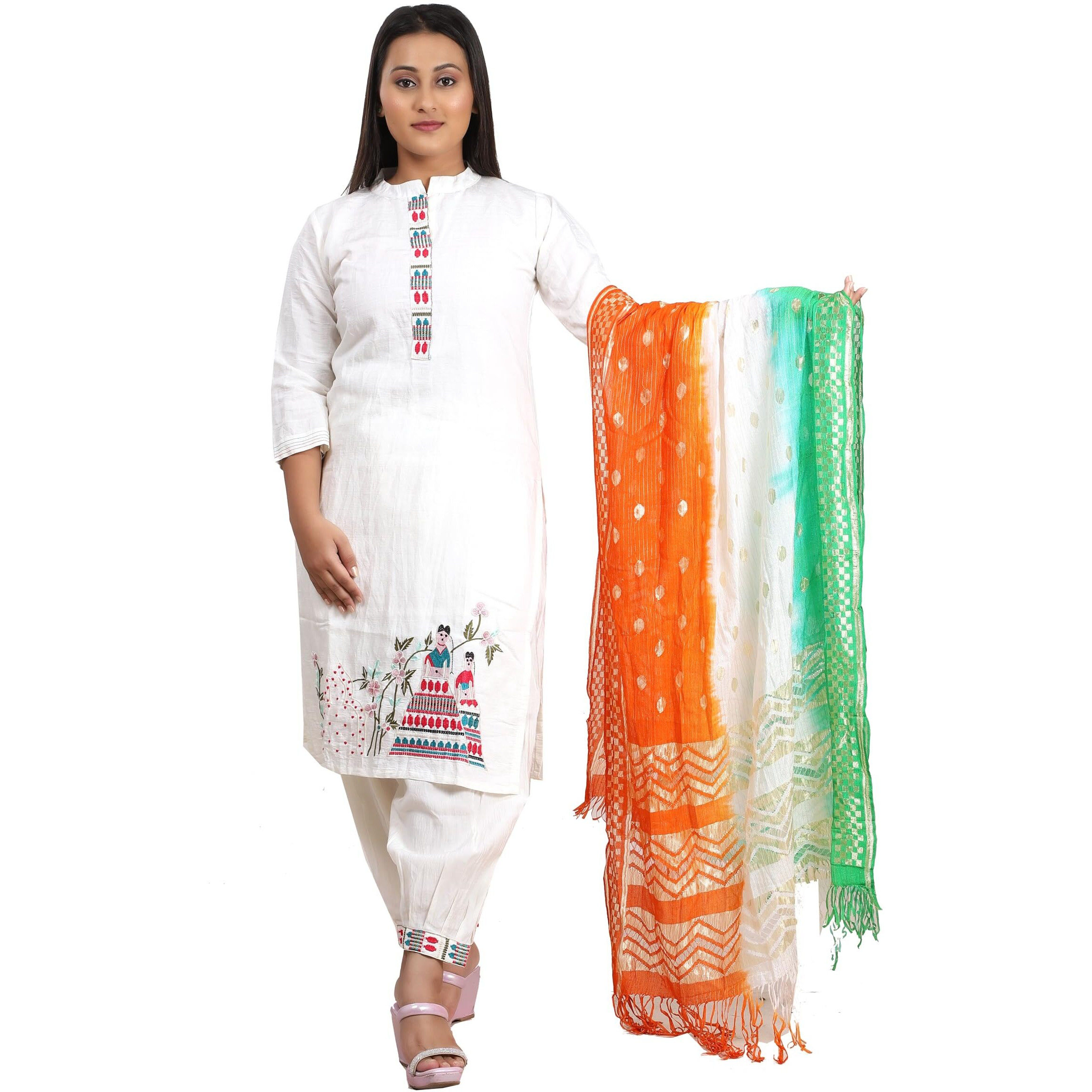 Fabme Women's Tricolor/Tiranga Dupatta For Independence Day (Pack Of 2)