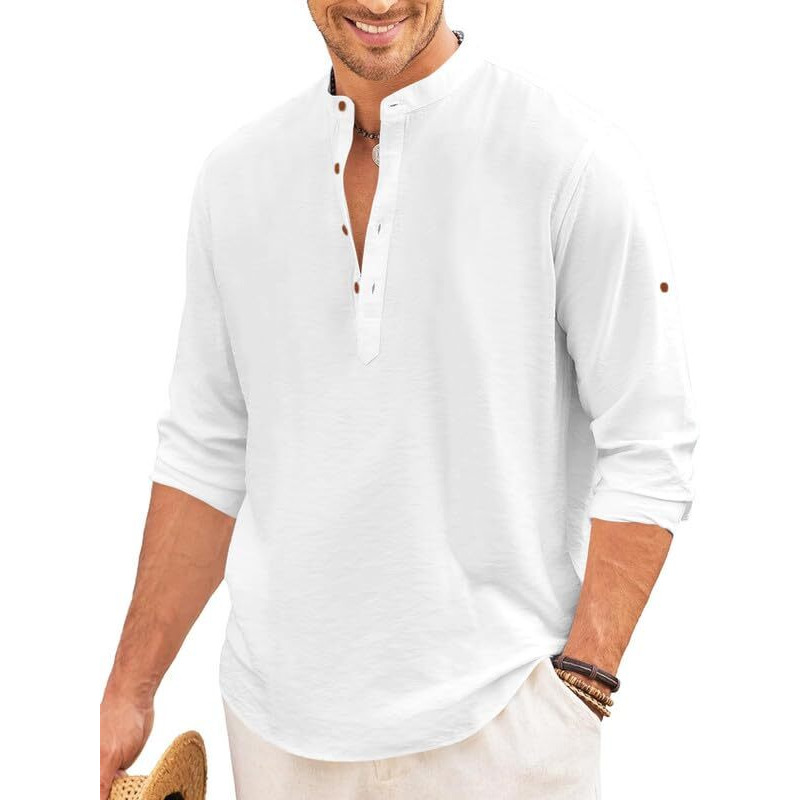 Royalscout Men's Regular Fit Solid Cotton Blend Straight Short Kurta | Full Sleeves Kurta White