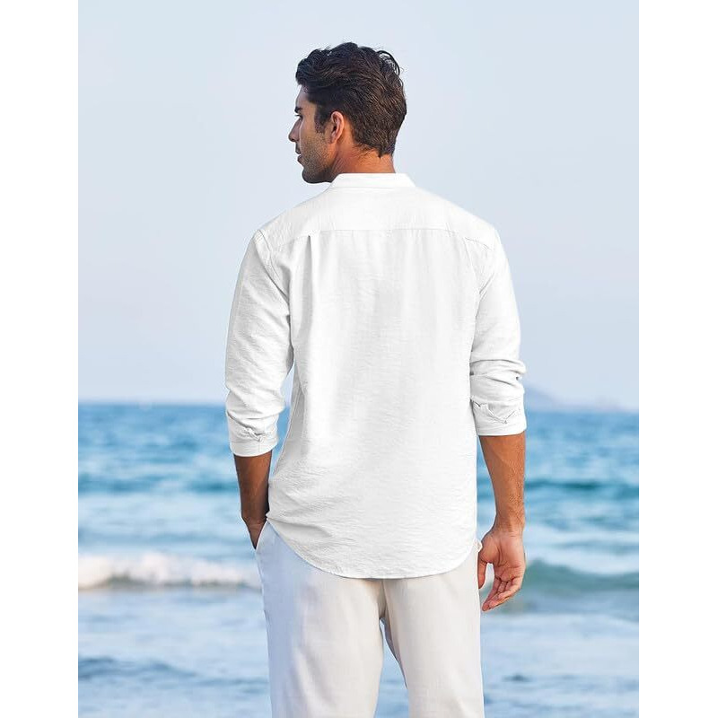 Royalscout Men's Regular Fit Solid Cotton Blend Straight Short Kurta | Full Sleeves Kurta White