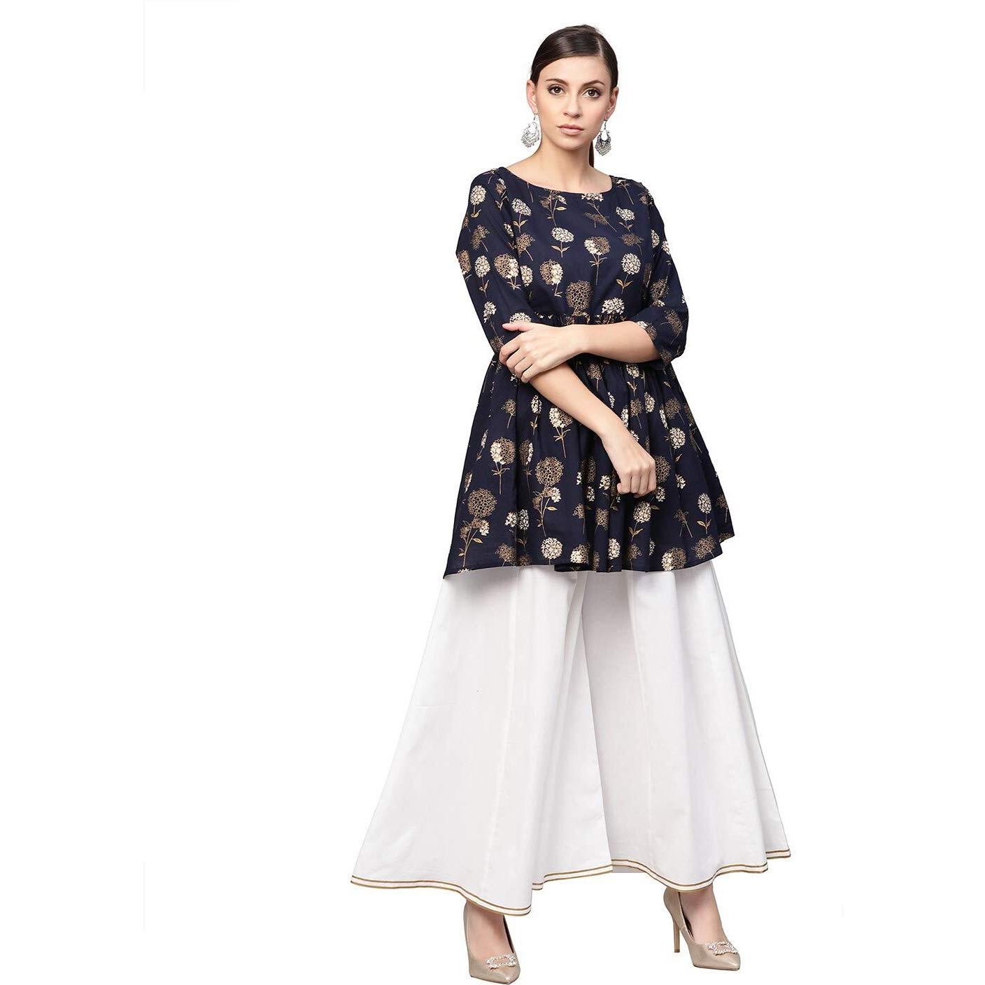Idalia Gold Print Peplum Kurta Set