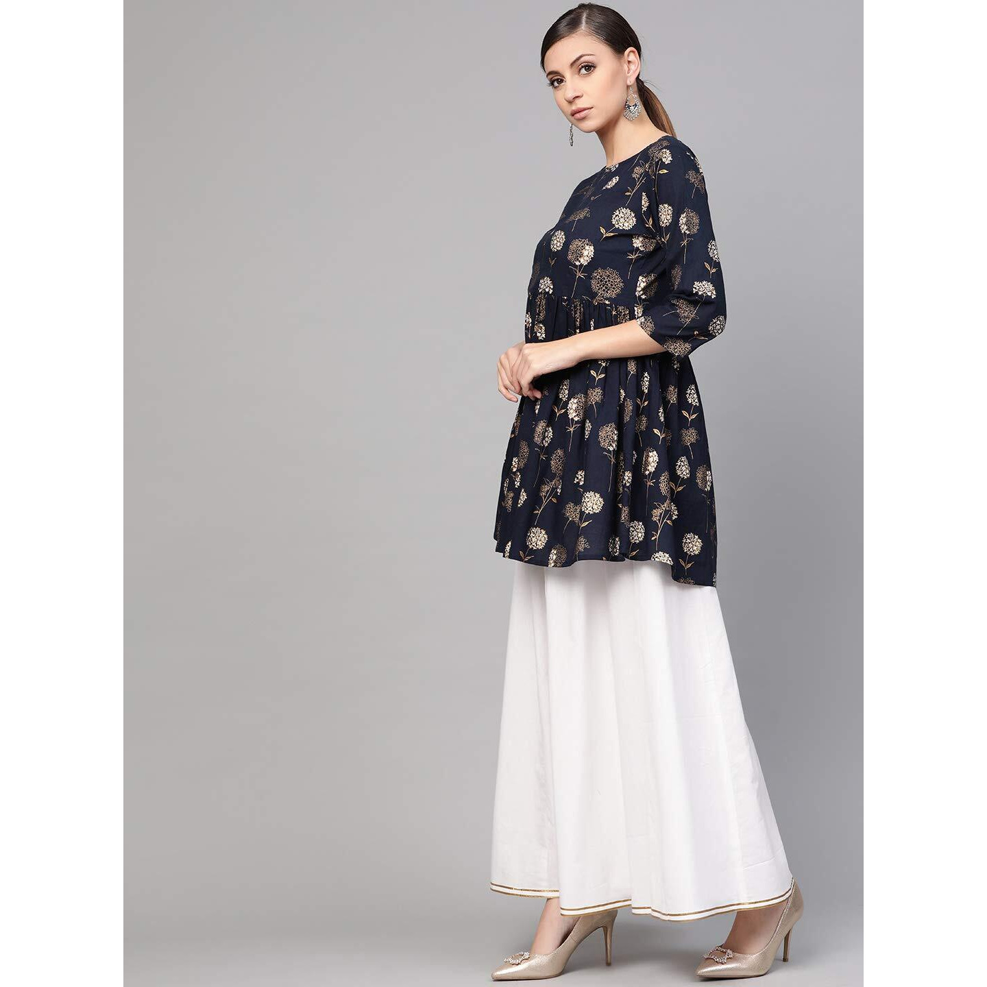 Idalia Gold Print Peplum Kurta Set