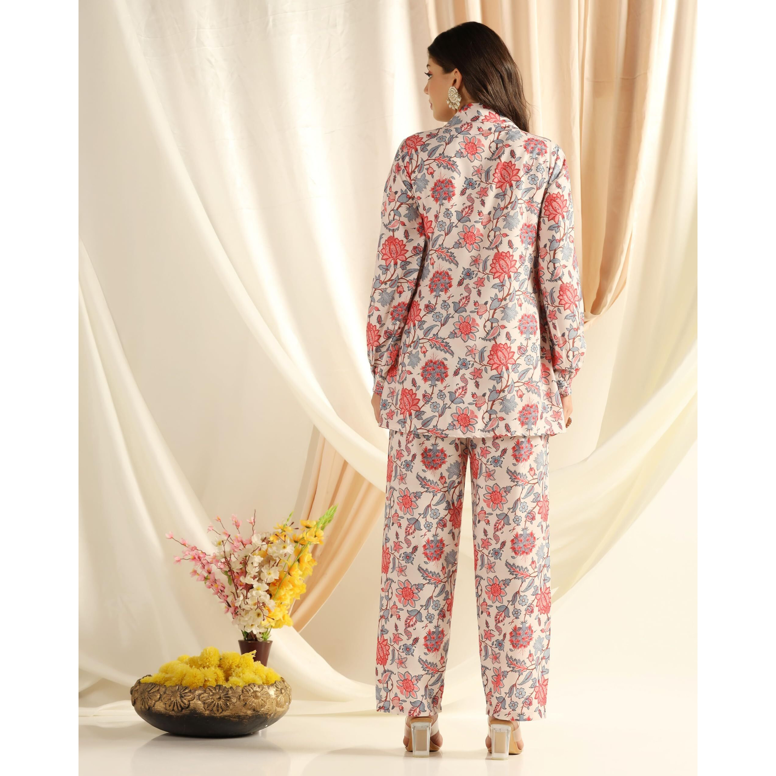 Leriya Fashion Ethnic Co Ord Set | Casual Wear Pant Top Set | Fancy Co-Ord Set | Full Pair Set | Women Kurta Sets Kurtis | Pack Of 2 | Women Kurta Pant Set Women Kurti Set With Pant (Large, Beige)