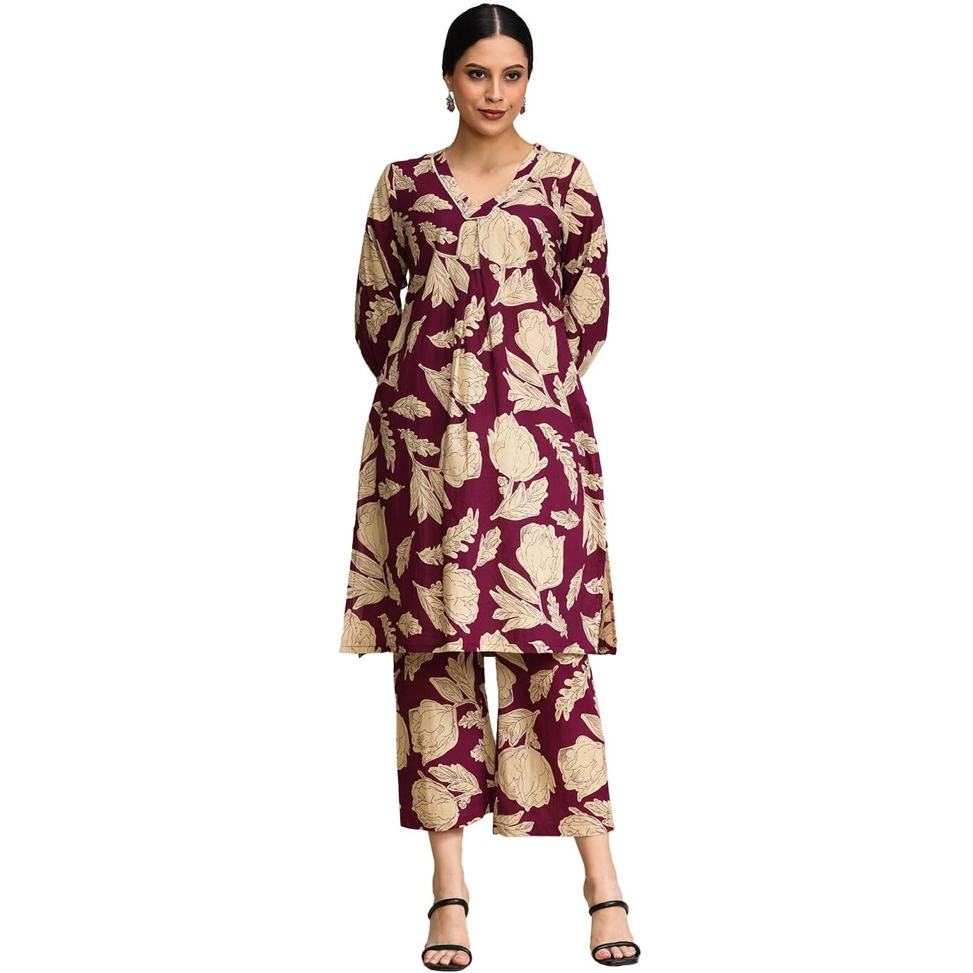 Varanga Floral Printed Puff Sleeve Kurta With Trouser