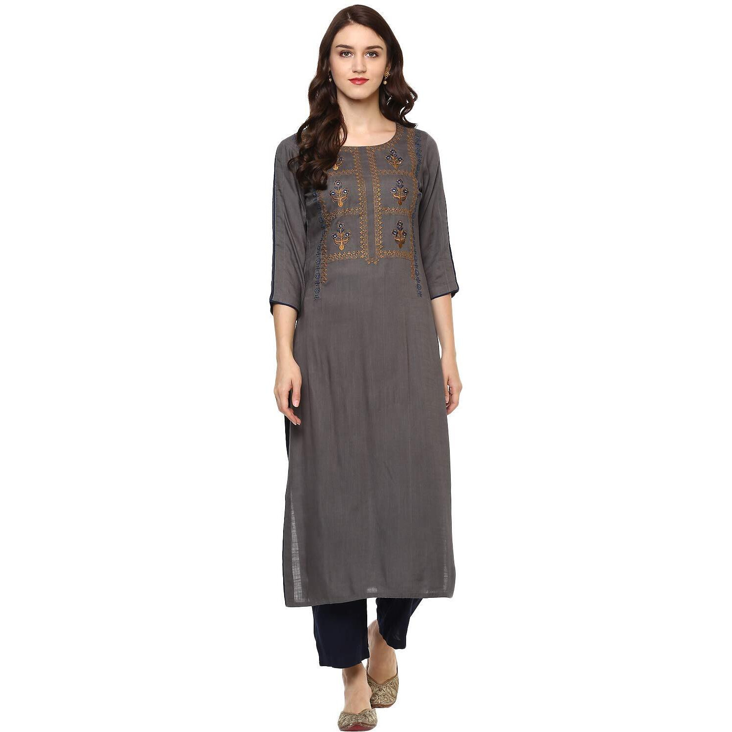 Idalia Grey Embroidered Kurta
