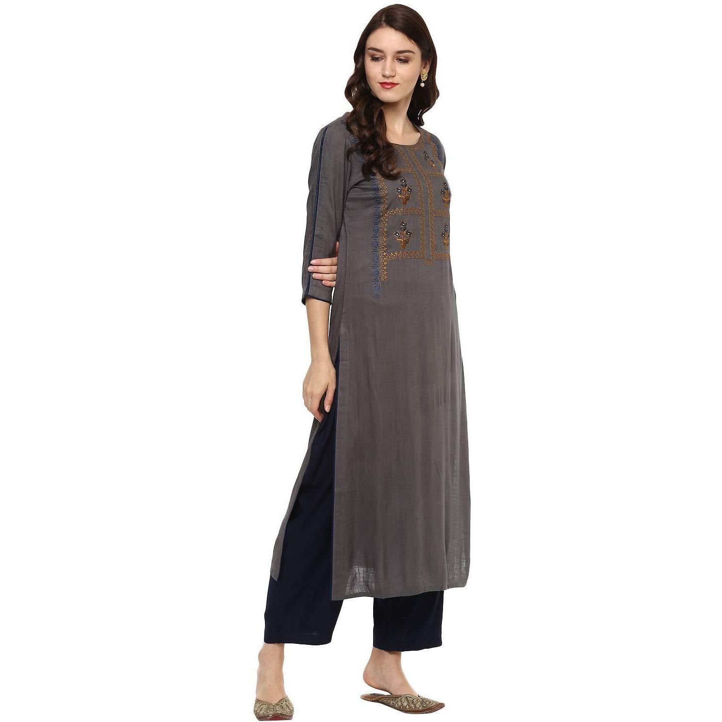 Idalia Grey Embroidered Kurta