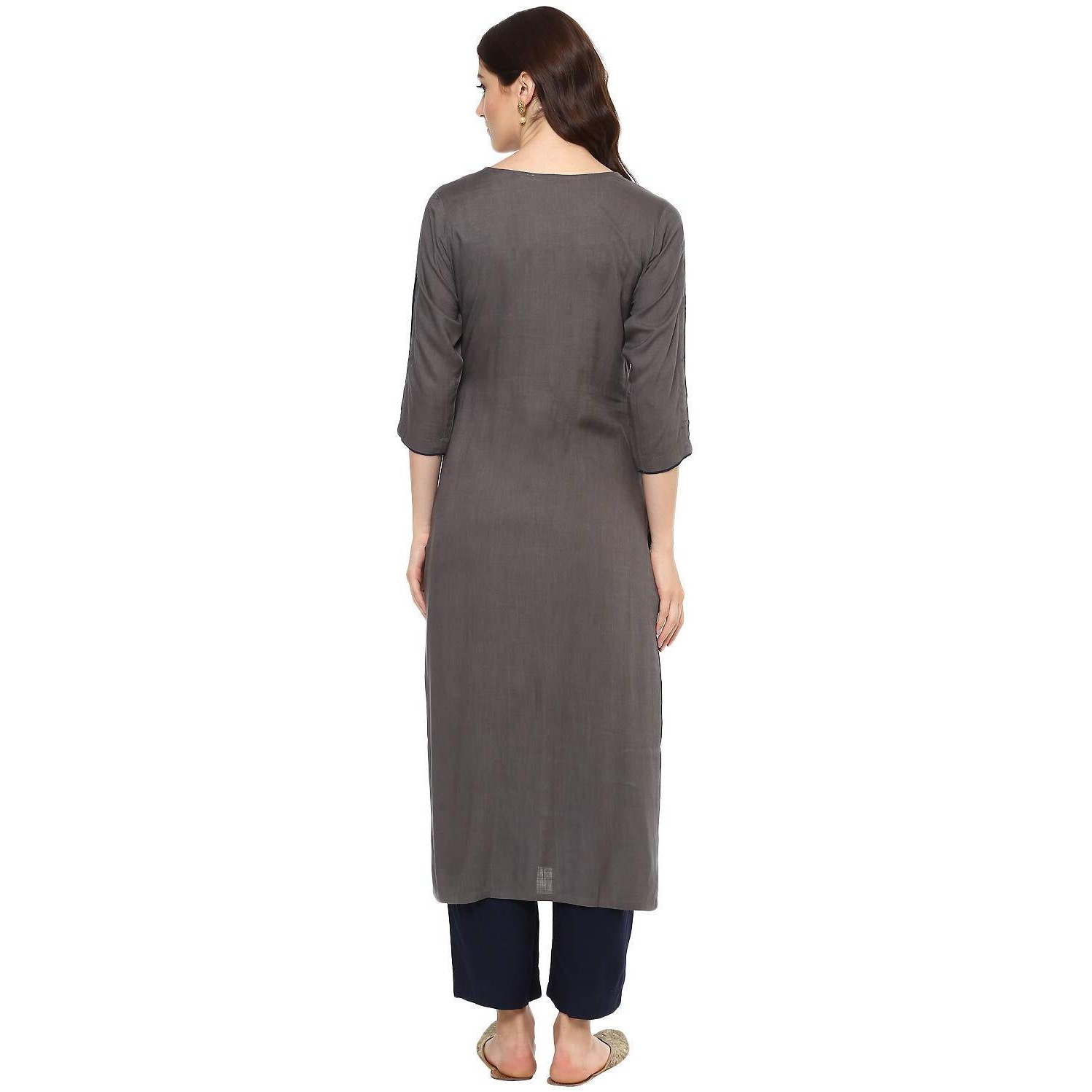 Idalia Grey Embroidered Kurta