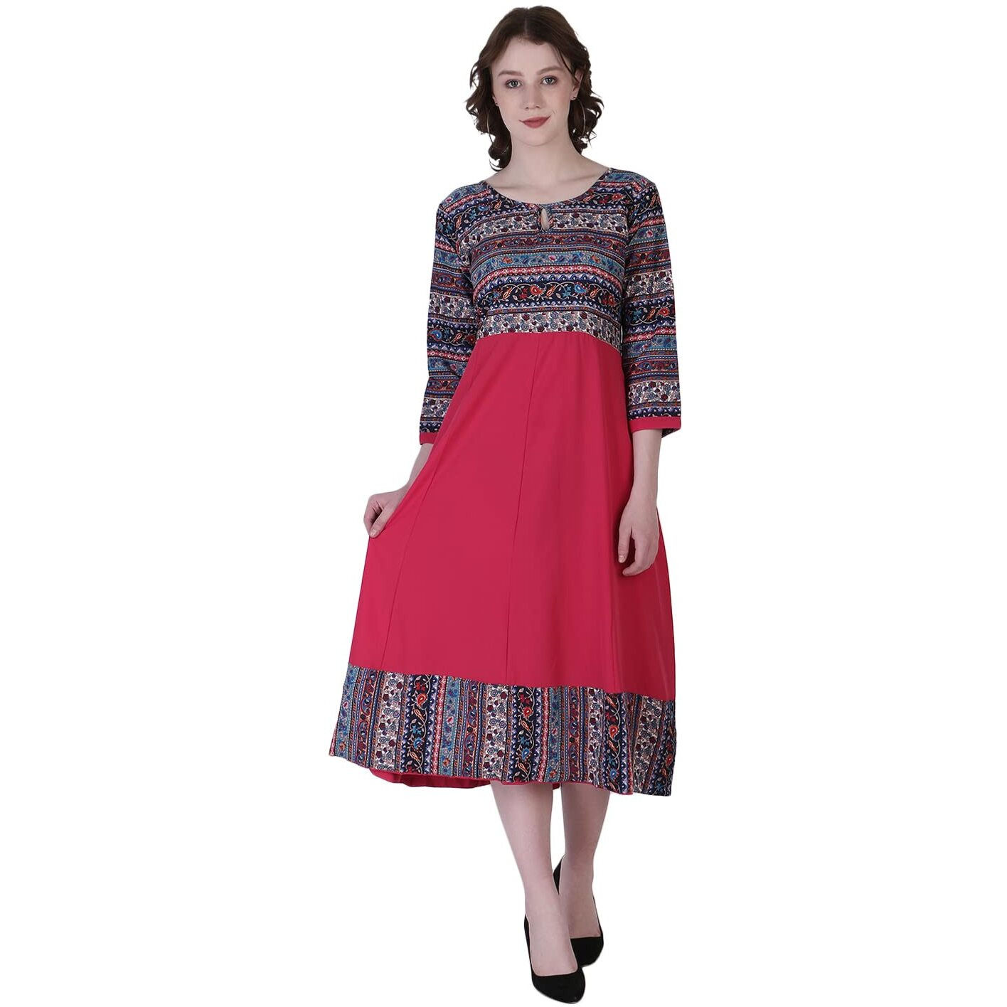 Om Sai Latest Creation Women's Crepe Straight Printed Kurta (Pink_2Xl) (Xx-Large, Pink)