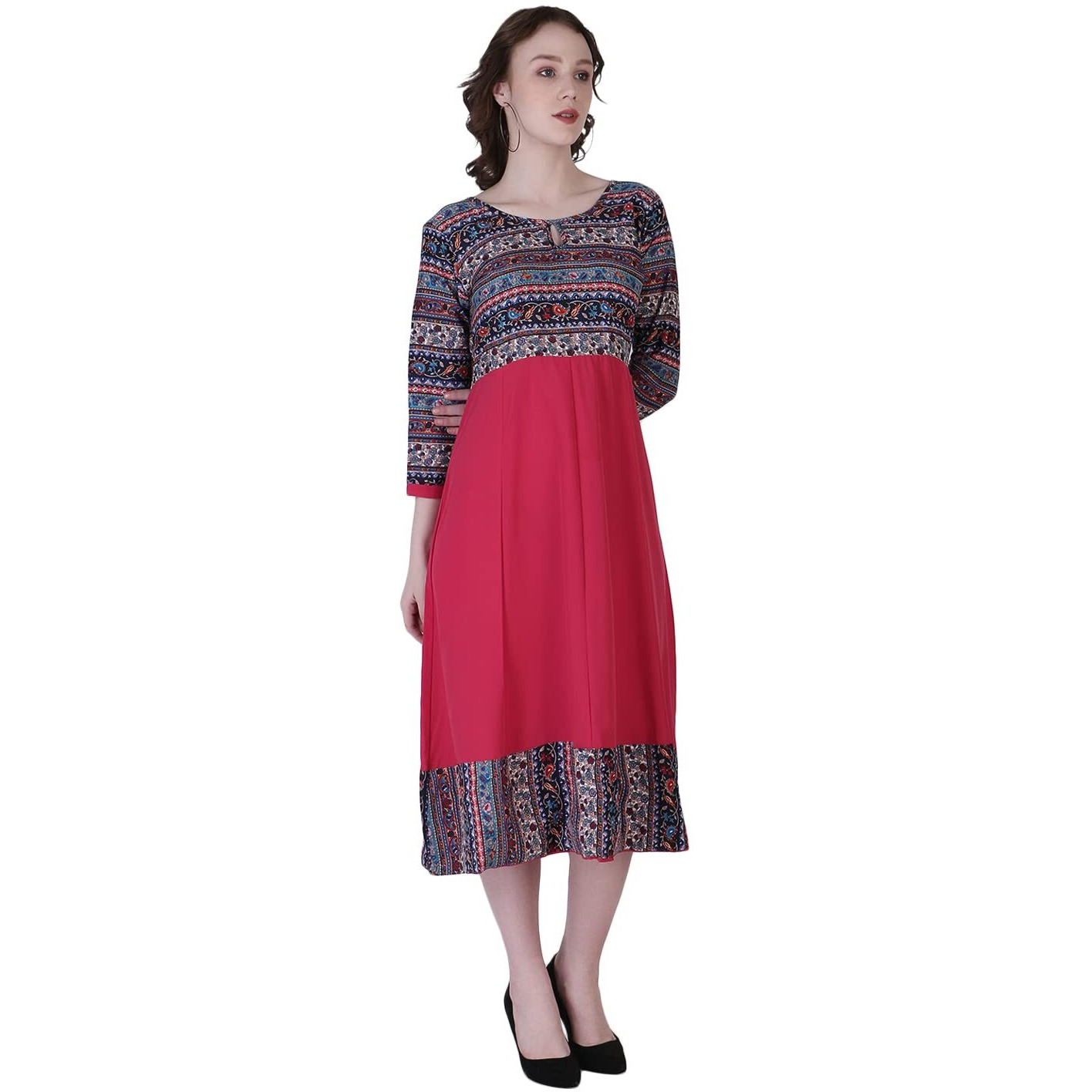 Om Sai Latest Creation Women's Crepe Straight Printed Kurta (Pink_2Xl) (Xx-Large, Pink)