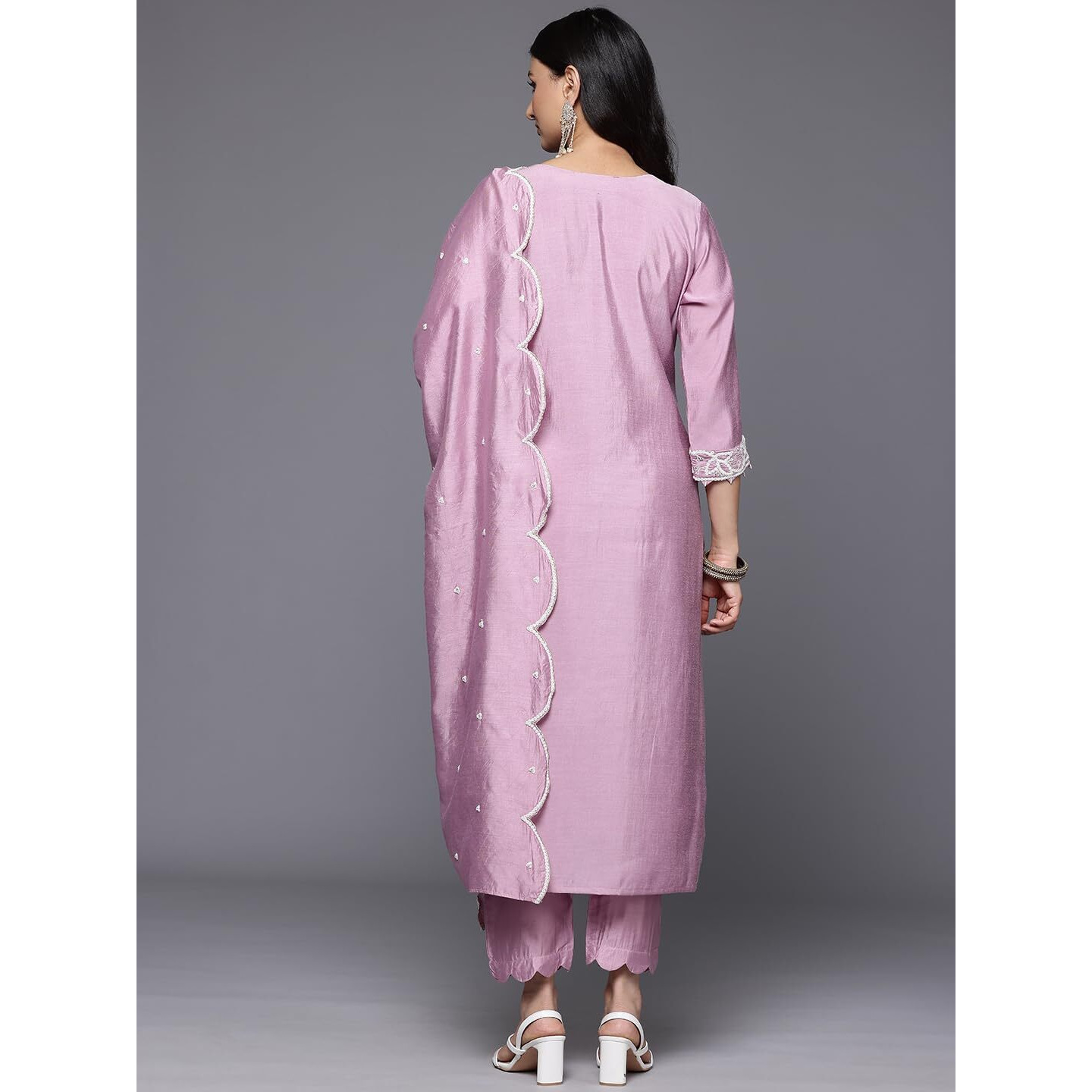 Varanga Womens Silk Blend Kurta Set  Elegant Mauve Silk Kurta For Festive & Special Occasions (Extra Large)