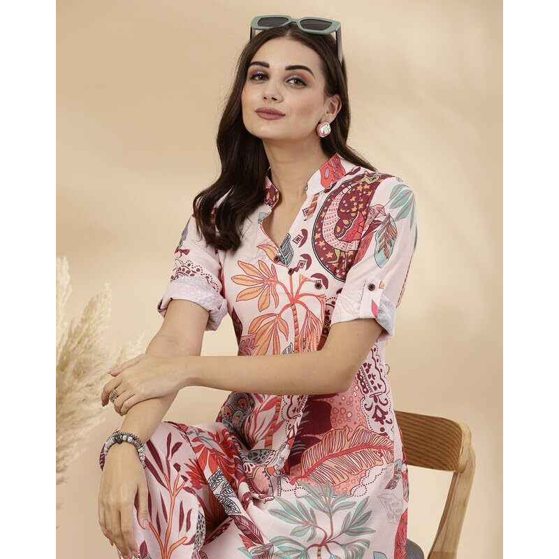 I Enterprise Women's Polyester Printed Regular Dress Shirt (Ay_Inco-012_Multicolour