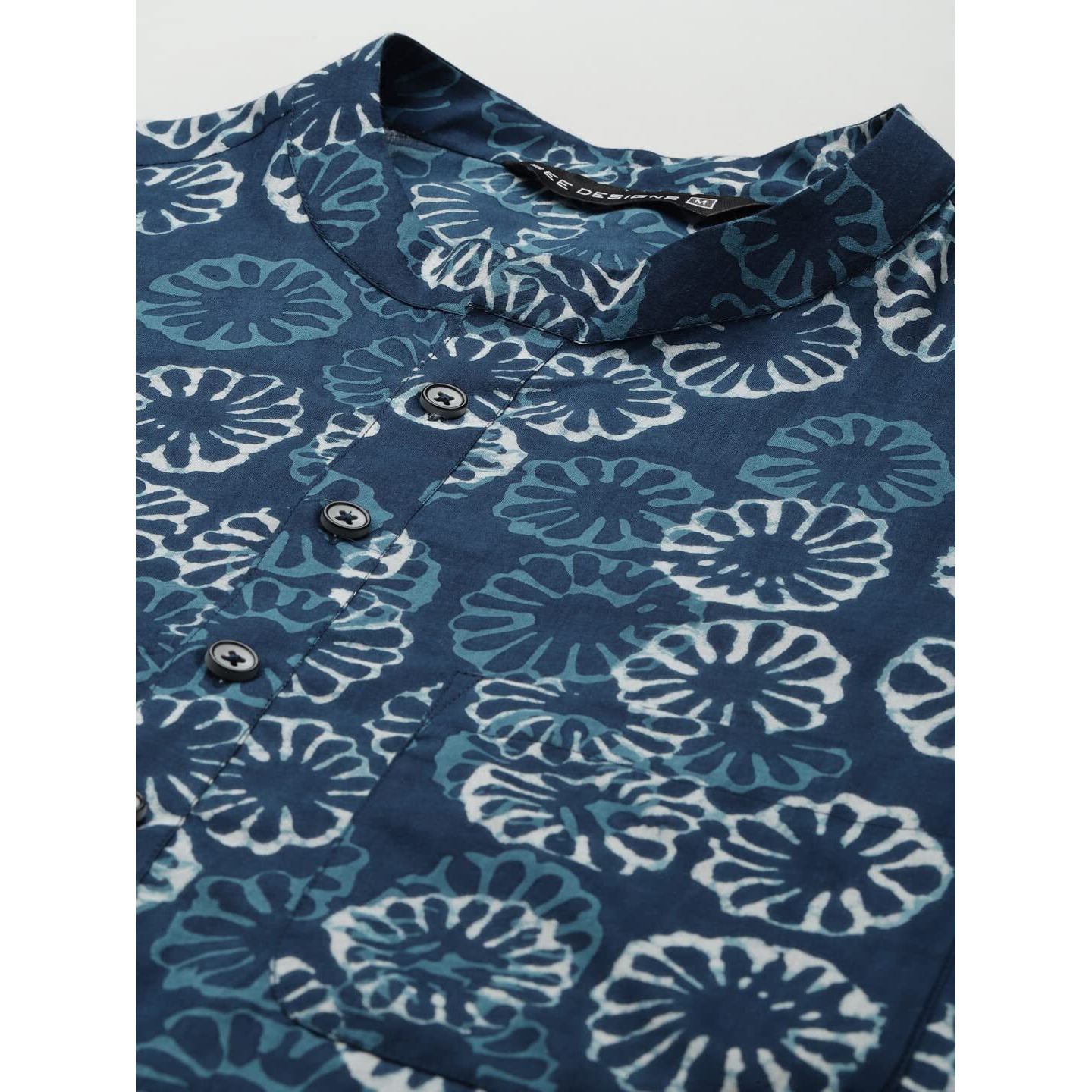 See Designs Men Blue & Off White Printed Straight Kurta With Pyjama - Sdkt104001Xxl (Xxl)