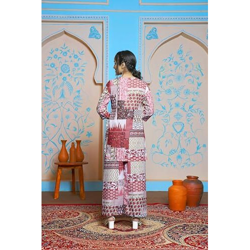 Dhruvi Trendz Women Rayon Printed Ethnic Co-Ord Set Dresses Pack Of 1 (Dt-W1904&Tr934_Pink_Xl)
