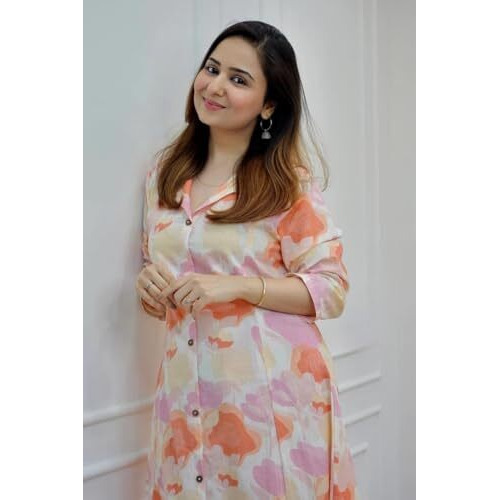 Dhruvi Trendz Womens Rayon Co-Ord Set Regular Fit Casual (Dt-W1821&Tr878_Orange_Xl), Printed