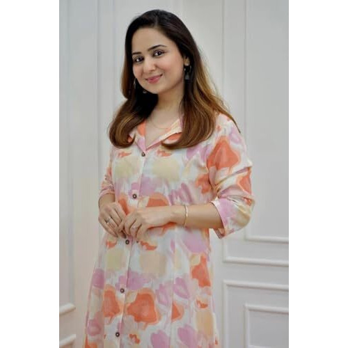 Dhruvi Trendz Womens Rayon Co-Ord Set Regular Fit Casual (Dt-W1821&Tr878_Orange_Xl), Printed
