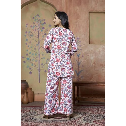 Dhruvi Trendz Womens Cotton Blend Co-Ord Set Regular Fit Night Dress (Dt-W1705&Tr798_Cream_S)