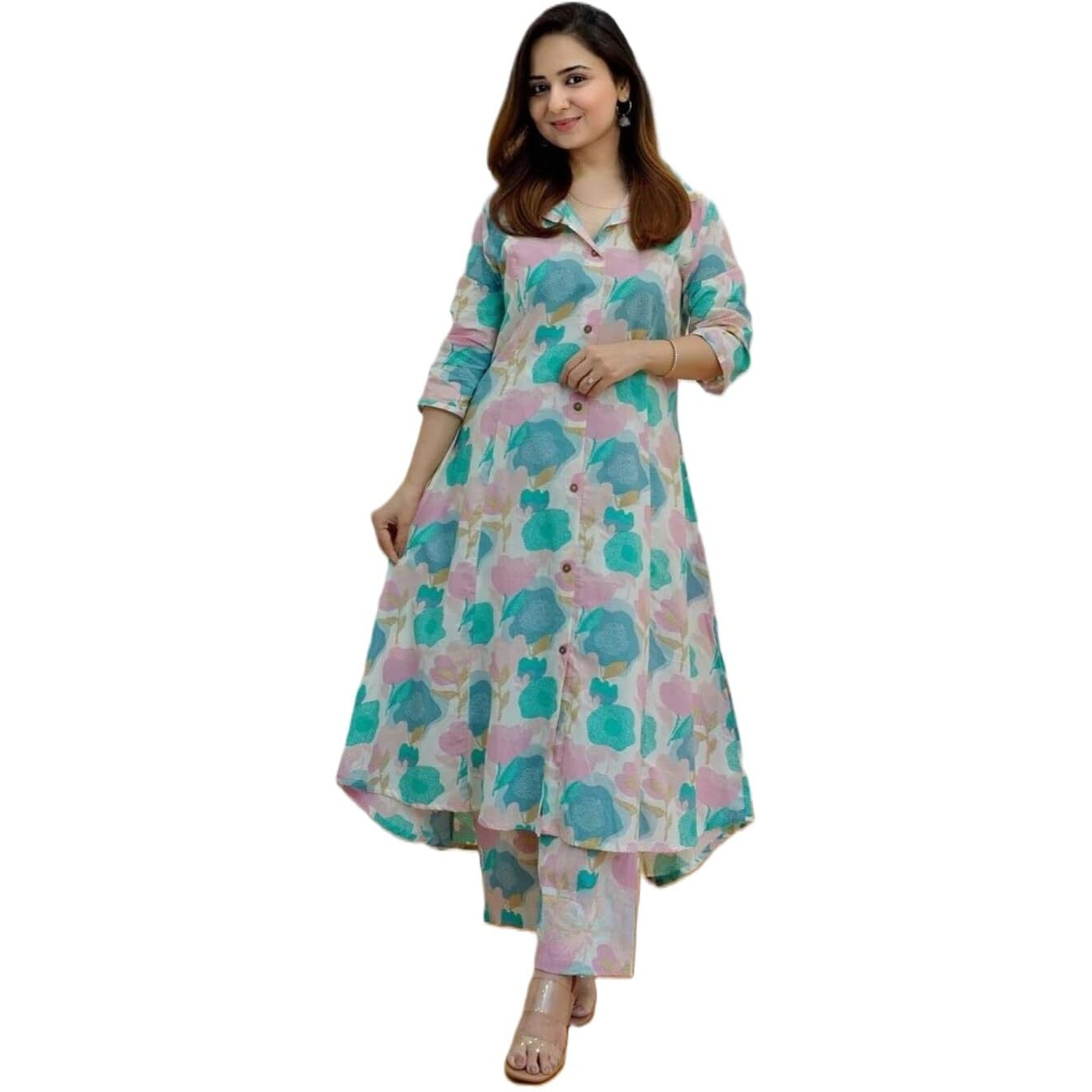 Dhruvi Trendz Womens Rayon Co-Ord Set Regular Fit Casual (Dt-W1822&Tr879_Blue_L)