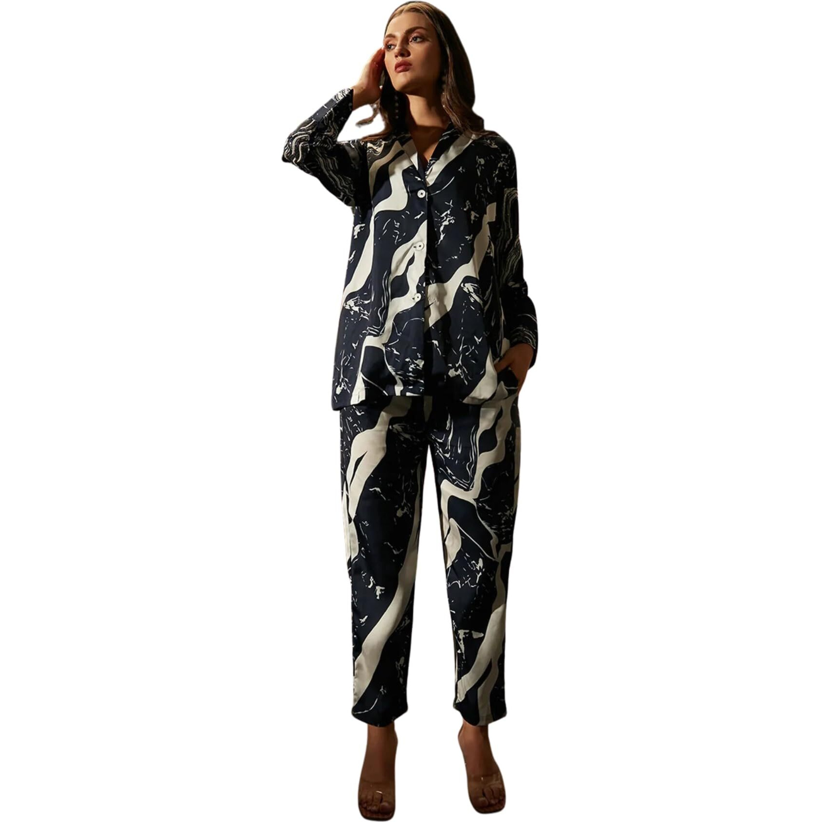 Dhruvi Trendz Womens Rayon Casual Pajama Set (Dt-W1746&Tr829-M_Black)