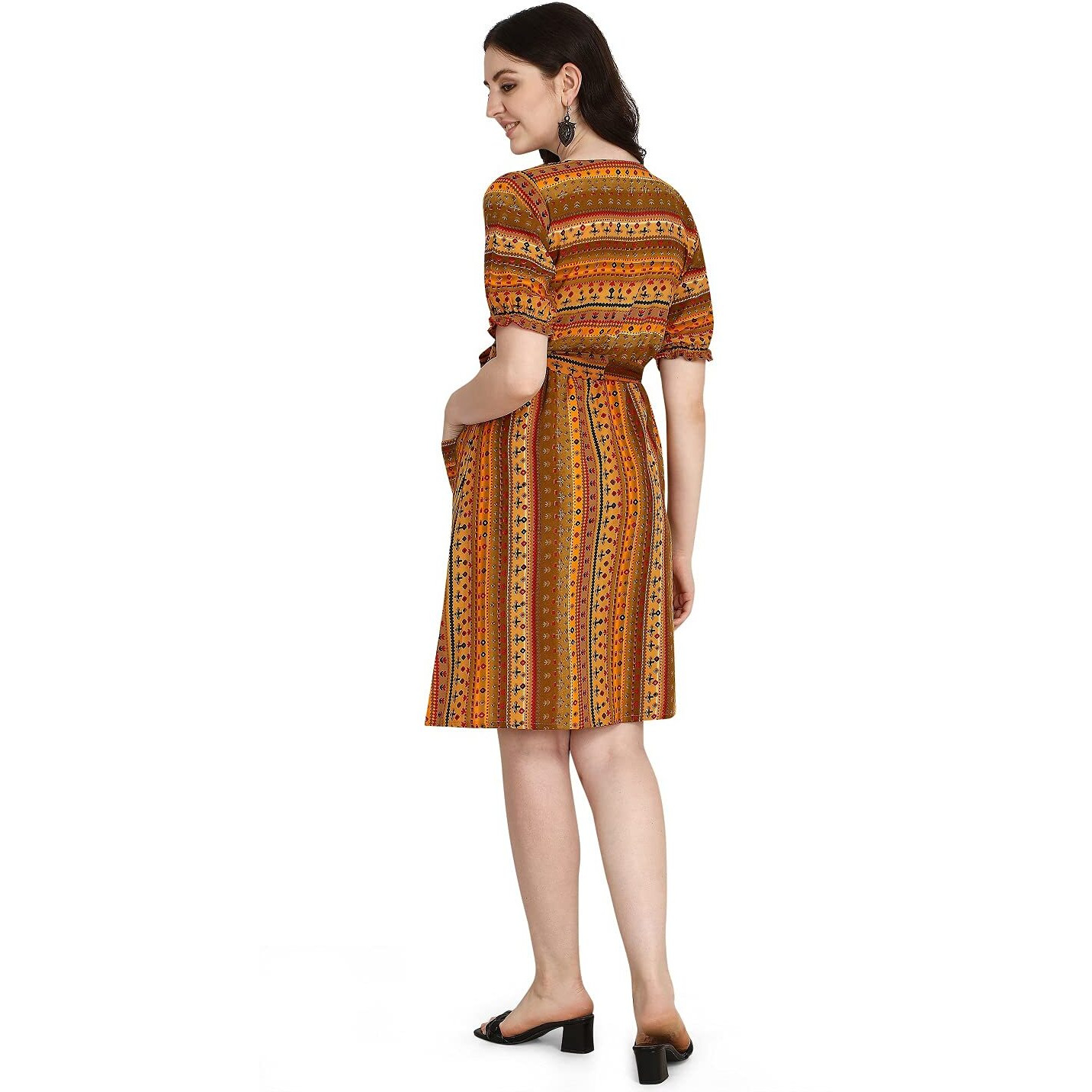 Dhruvi Trendz Women's Cotton Regular Fit Casual Wear Kurtis (Dt-K24988_Mustard_L)