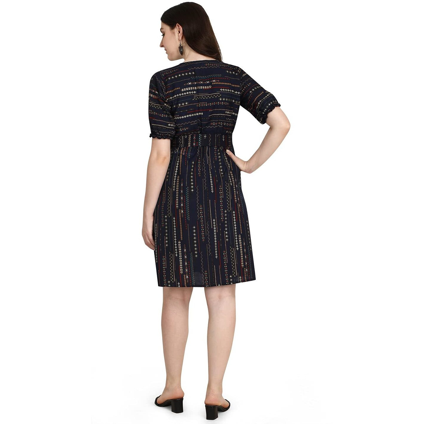 Dhruvi Trendz Womens Rayon Western Dresses Regular Fit Regular (Dt-K2501_Blue_L)