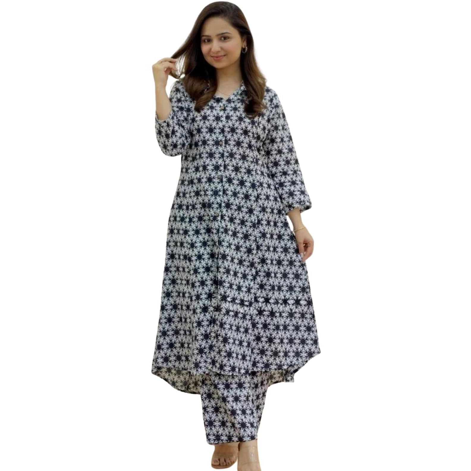 Dhruvi Trendz Womens Rayon Co-Ord Set Regular Fit Casual (Dt-W1836&Tr893_Black_S)