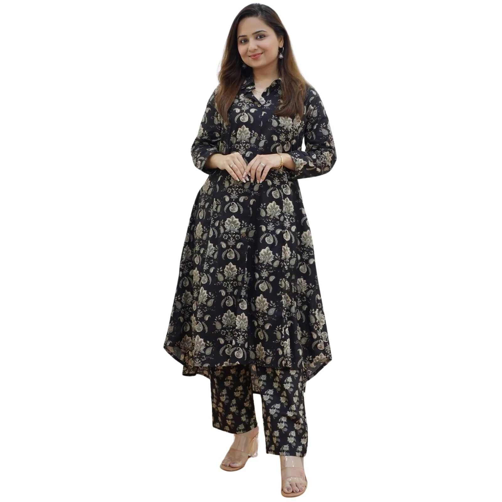 Dhruvi Trendz Womens Rayon Printed Co-Ord Set Regular Fit Casual (Dt-W1842&Tr899_Black_Xl)