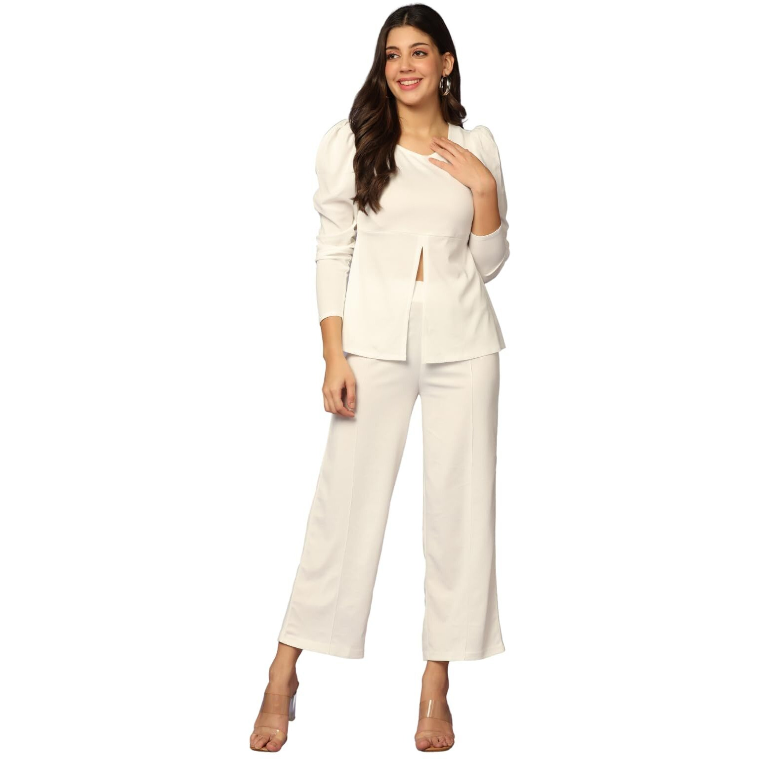 Dhruvi Trendz Womens Rayon Solid Co-Ord Set Regular Fit Co-Ord Set (Dt-W1810&Tr866_White_Small)