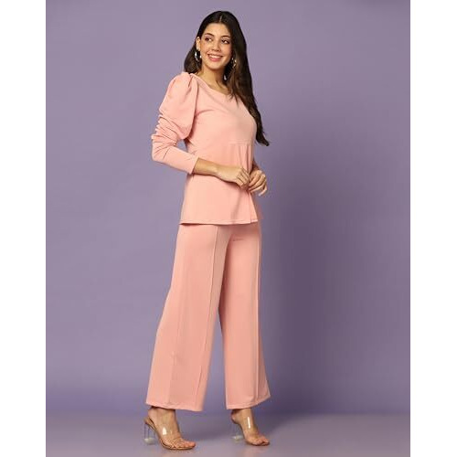 Dhruvi Trendz Womens Rayon Co-Ord Set Regular Fit Co-Ord Set (Dt-W1808&Tr864_Pink_L)