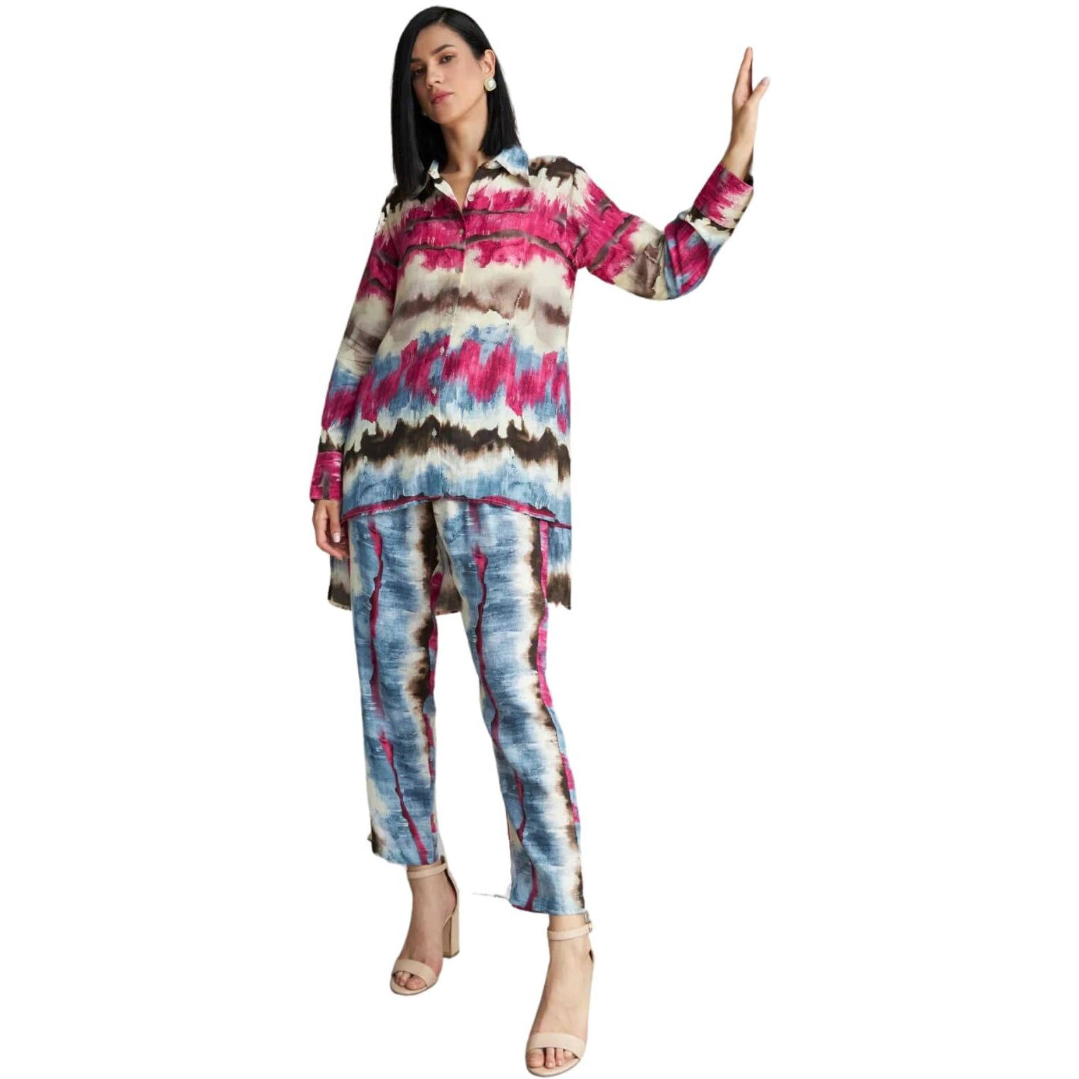 Dhruvi Trendz Womens Rayon Co-Ord Set Regular Fit Casual (Dt-W1744&Tr827_Pink_L)