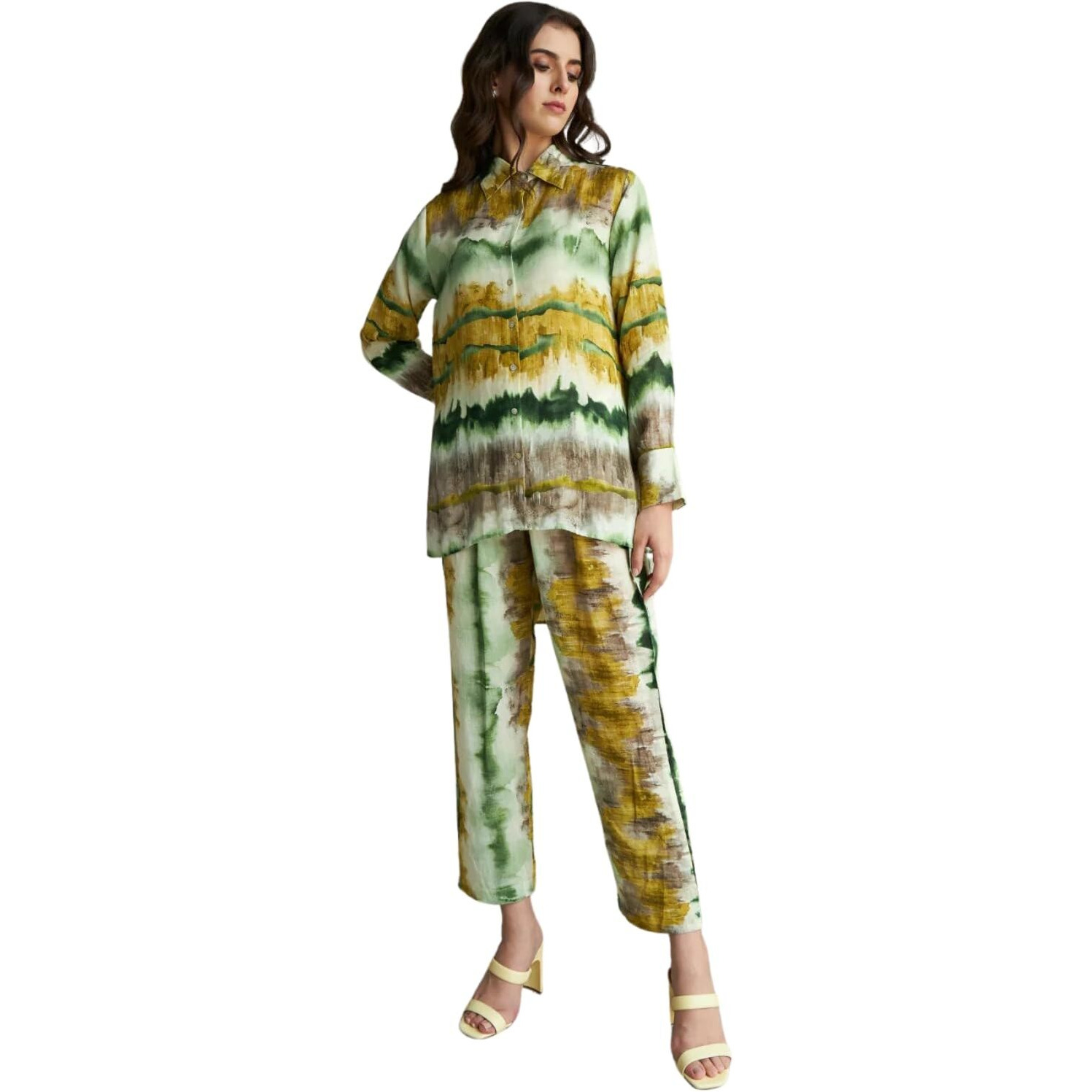 Dhruvi Trendz Womens Rayon Co-Ord Set Regular Fit Casual (Dt-W1745&Tr828_Green_L)