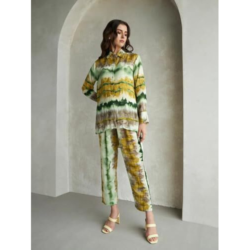 Dhruvi Trendz Womens Rayon Co-Ord Set Regular Fit Casual (Dt-W1745&Tr828_Green_L)