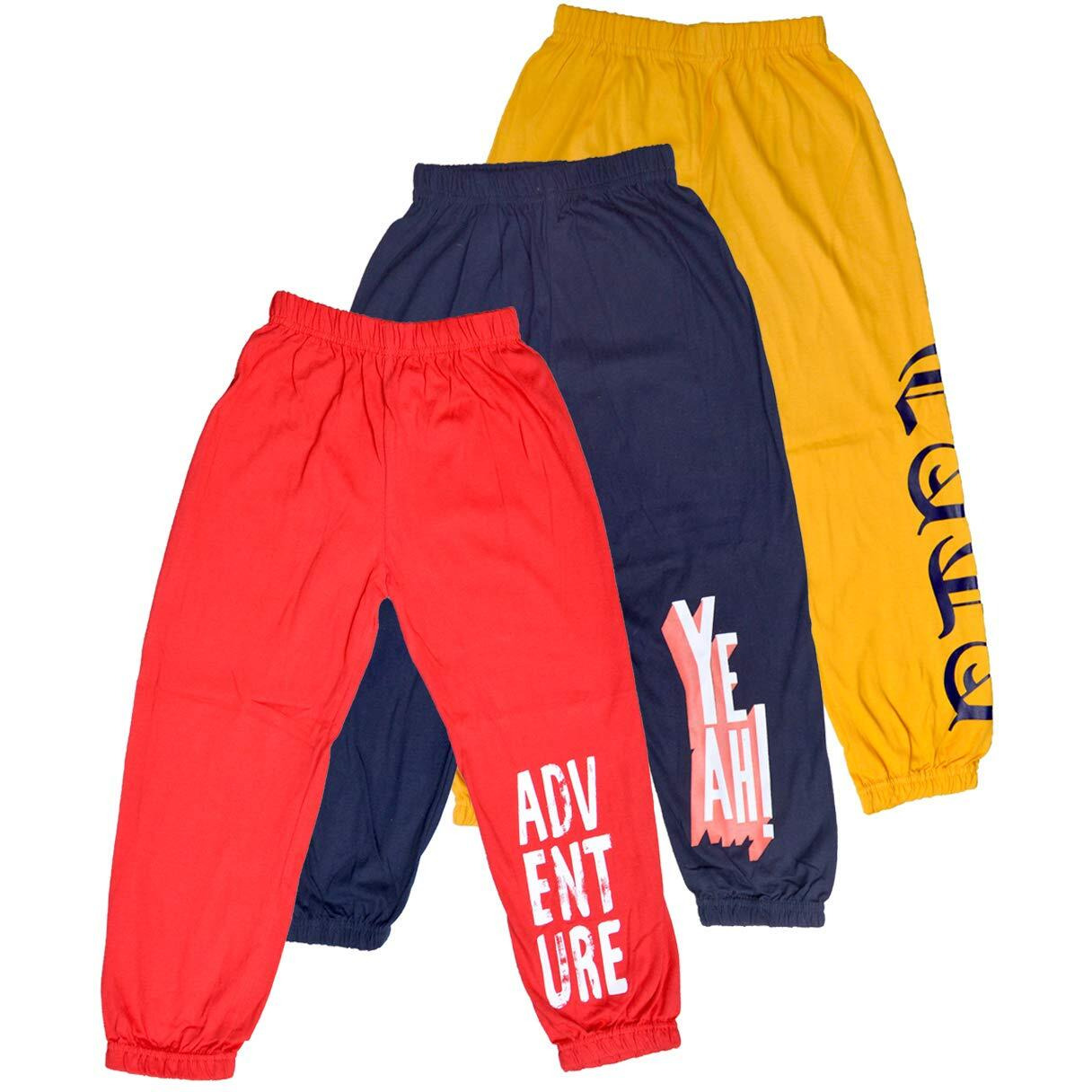 T2F Boy's Regular Fit Pyjama Bottom (Pack Of 3) (Bystrk06-3P_Red-Yellow-Navy_3-4 Years)