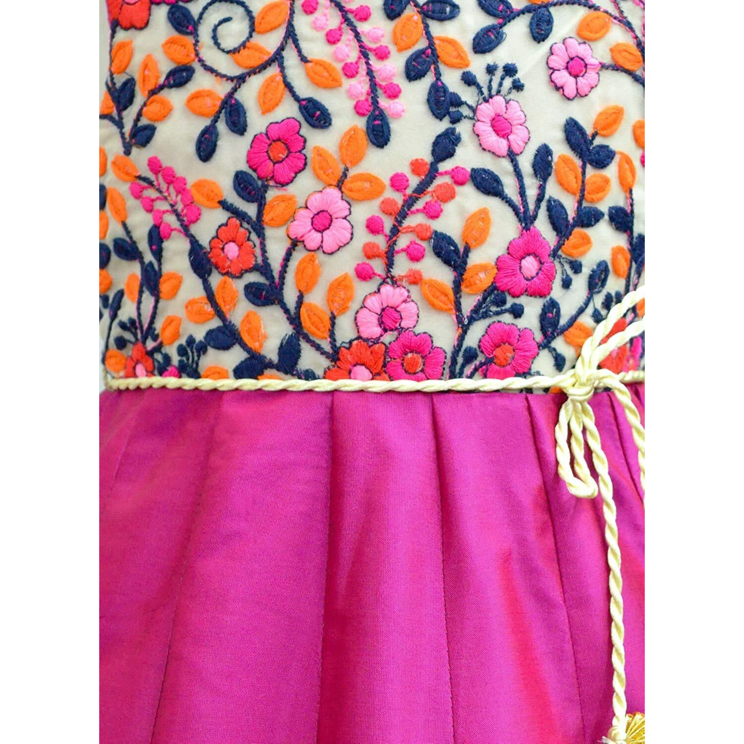 A.T.U.N. (All Things Uber Nice) Girl's Synthetic Long Bottom Dress (Ggwn Ksg_Fuschia_13-14Years), Pink, 13-14 Years