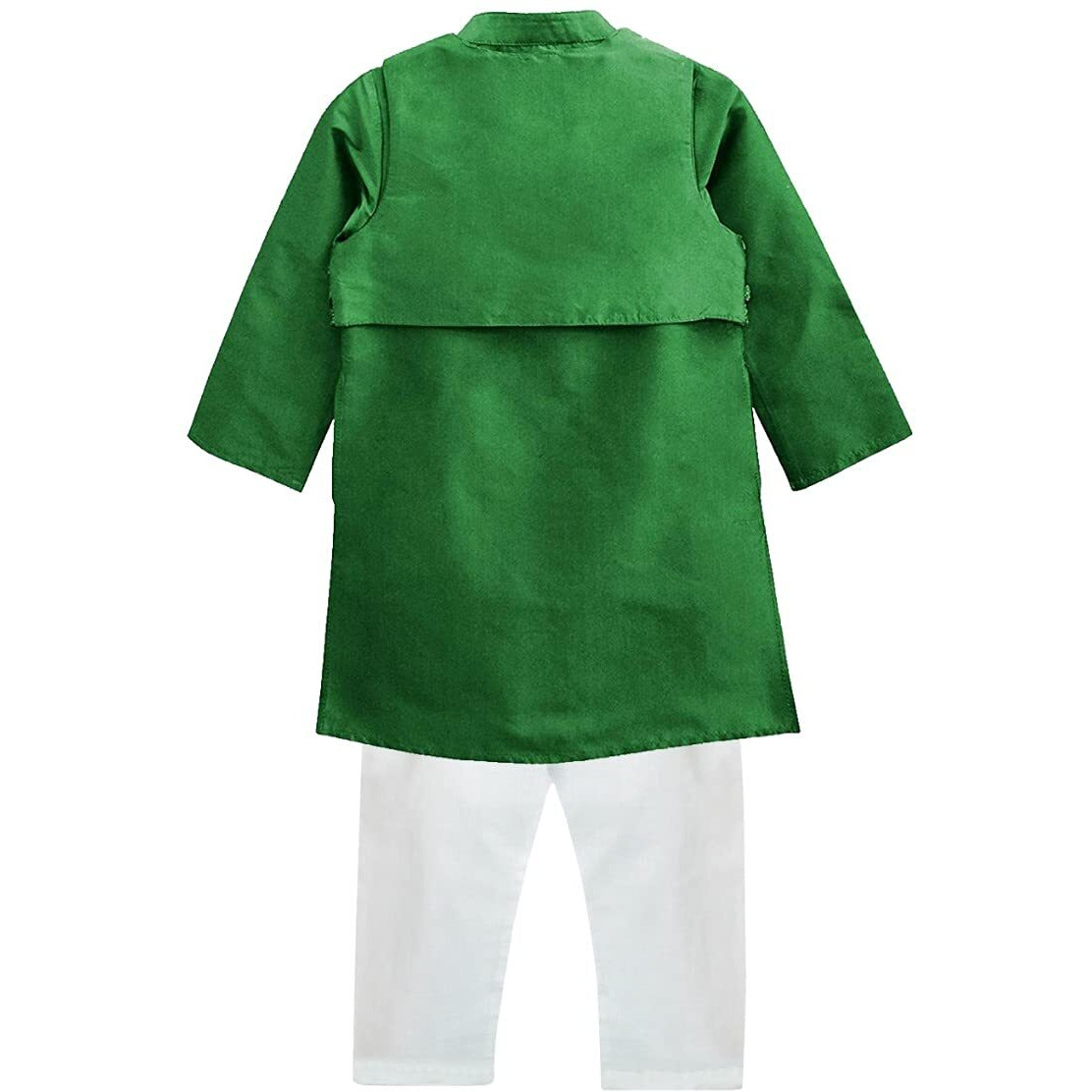 A.T.U.N. All Things Uber Nice Boy's Regular Kurta Pyjama Jacket Set (Bkls Krp_Green-White 6-7 Years)