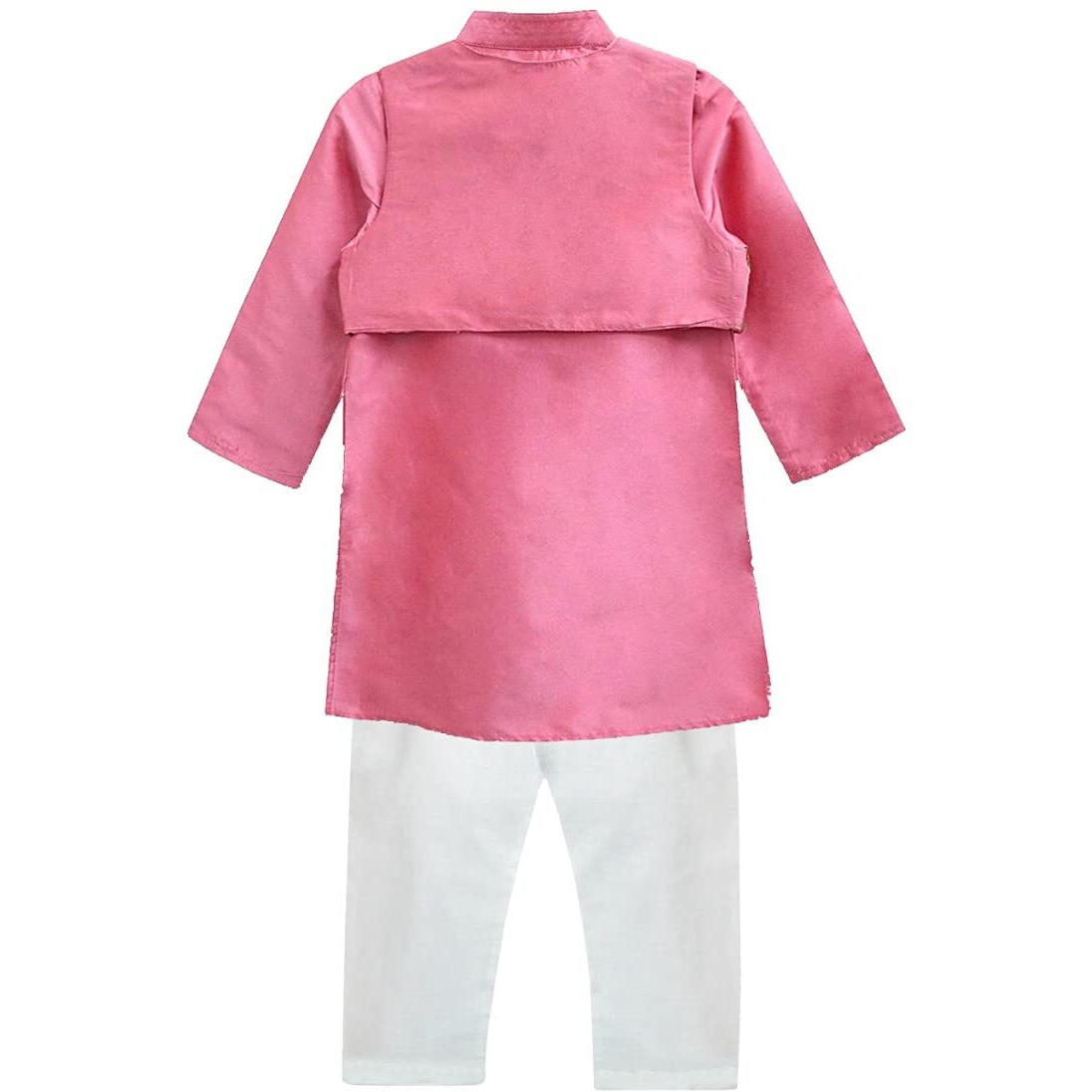 A.T.U.N. All Things Uber Nice Boy's Regular Kurta Pyjama Jacket Set (Bkls Krp_Rouge-White 9-10 Years)