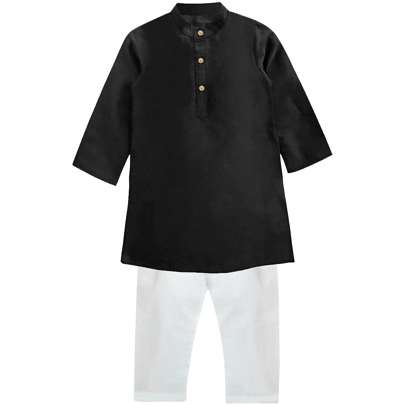 A.T.U.N. (All Things Uber Nice) Boy's Regular Kurta Pyjama Set (Bkls Kpc_Black-White 4-5 Years)