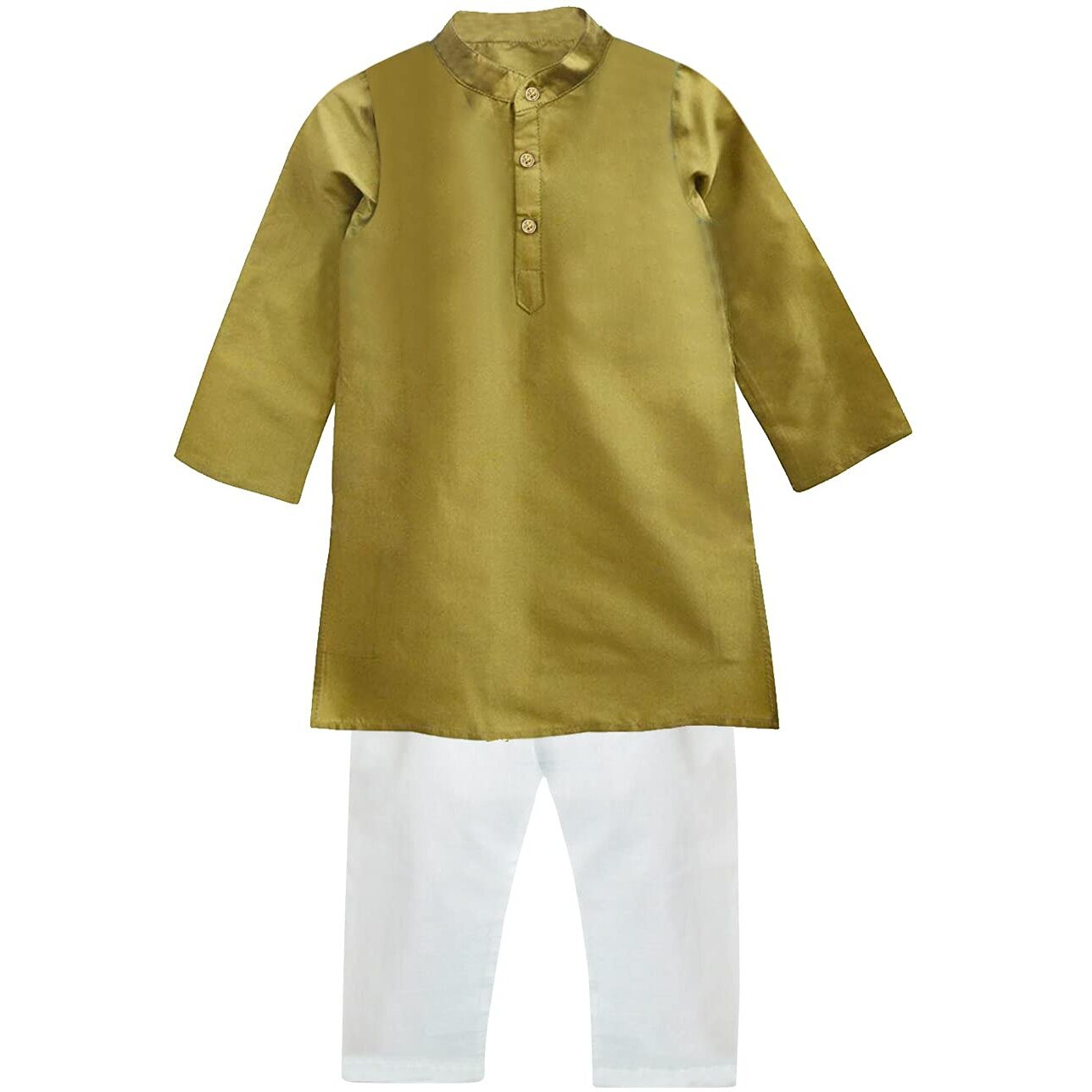 A.T.U.N. (All Things Uber Nice) Boy's Regular Kurta Pyjama Set (Bkls Kpc_Golden-White 3-4 Years)