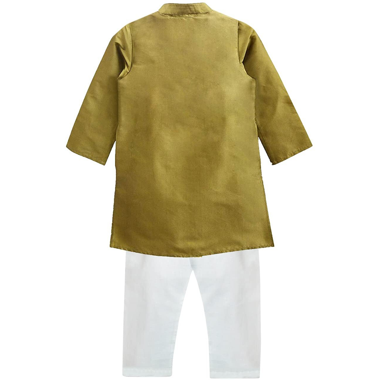 A.T.U.N. (All Things Uber Nice) Boy's Regular Kurta Pyjama Set (Bkls Kpc_Golden-White 3-4 Years)