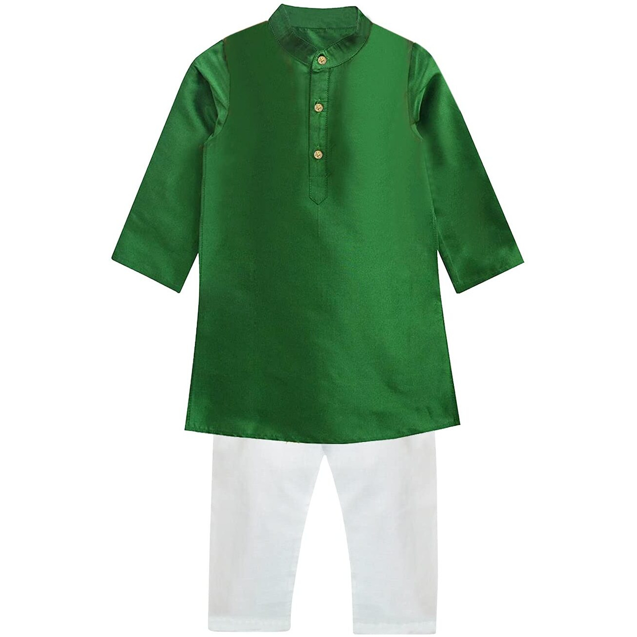 A.T.U.N. (All Things Uber Nice) Boy's Regular Kurta Pyjama Set (Bkls Kpc_Green-White 8-9 Years)