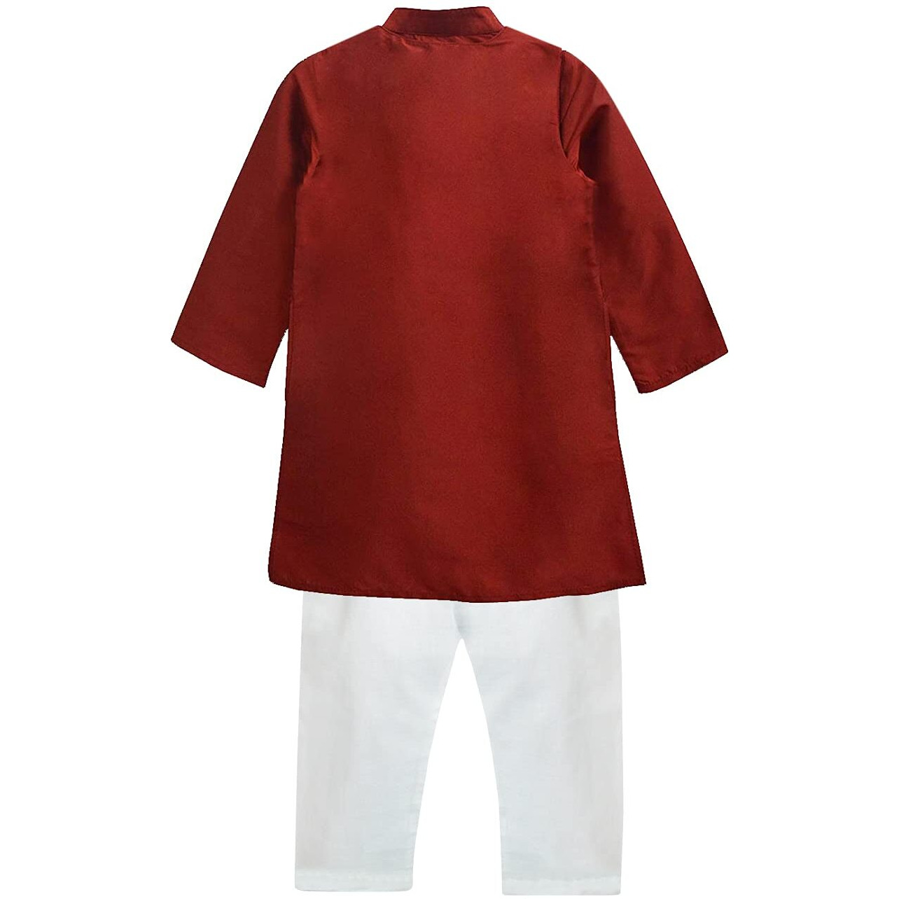 A.T.U.N. (All Things Uber Nice) Boy's Regular Kurta Pyjama Set (Bkls Kpc_Maroon-White 3-4 Years)