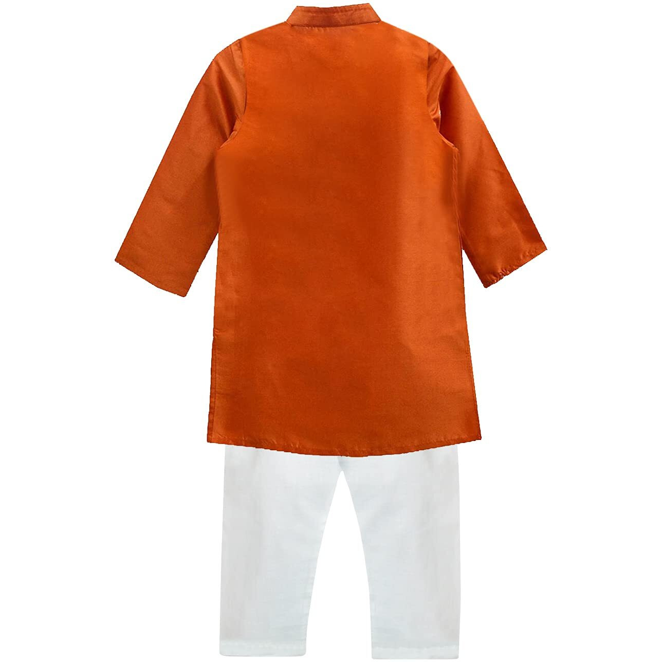 A.T.U.N. (All Things Uber Nice) Boy's Regular Kurta Pyjama Set (Bkls Kpc_Orange-White 11-12 Years)