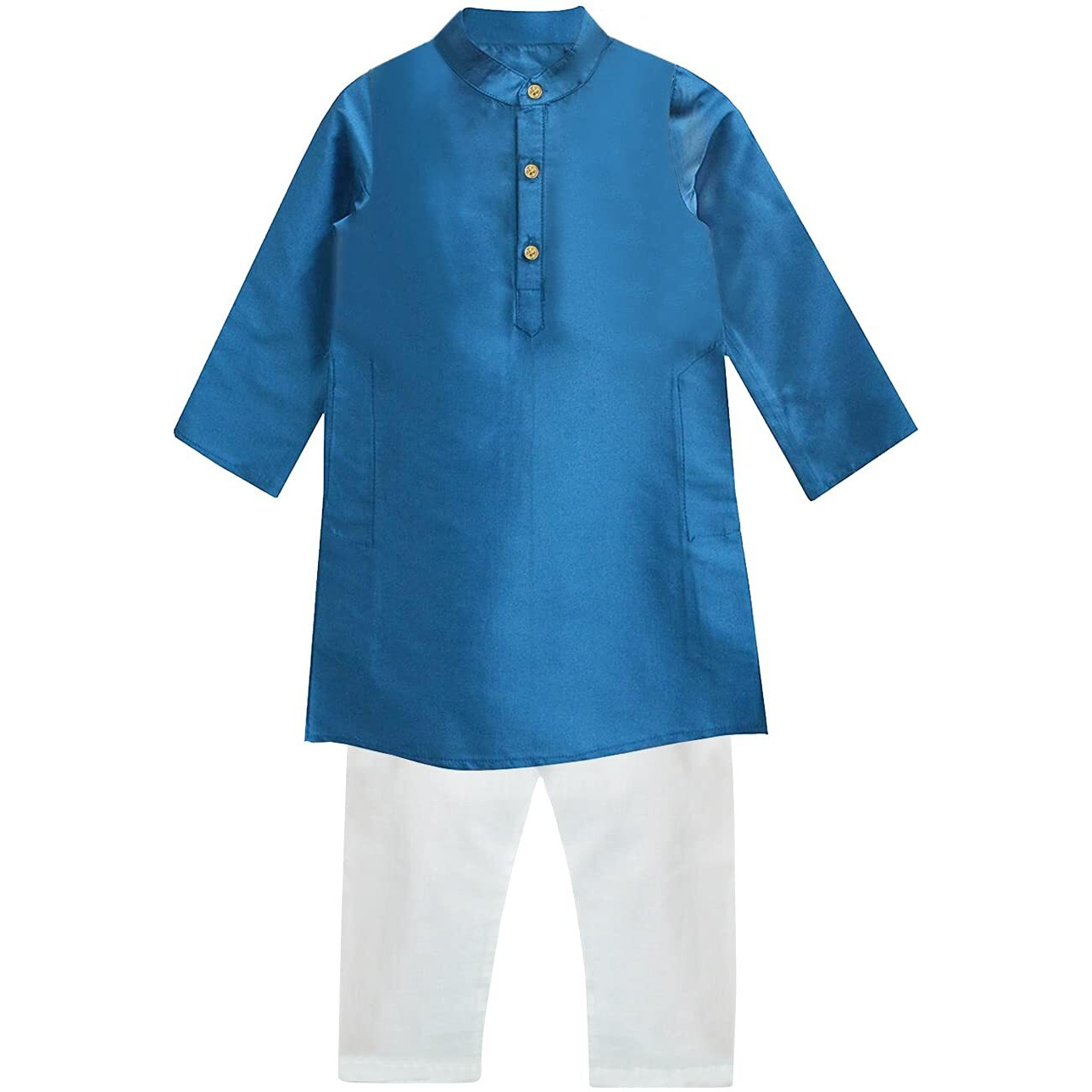 A.T.U.N. (All Things Uber Nice) Boy's Regular Kurta Pyjama Set (Bkls Kpc_Turquoise-White 8-9 Years)