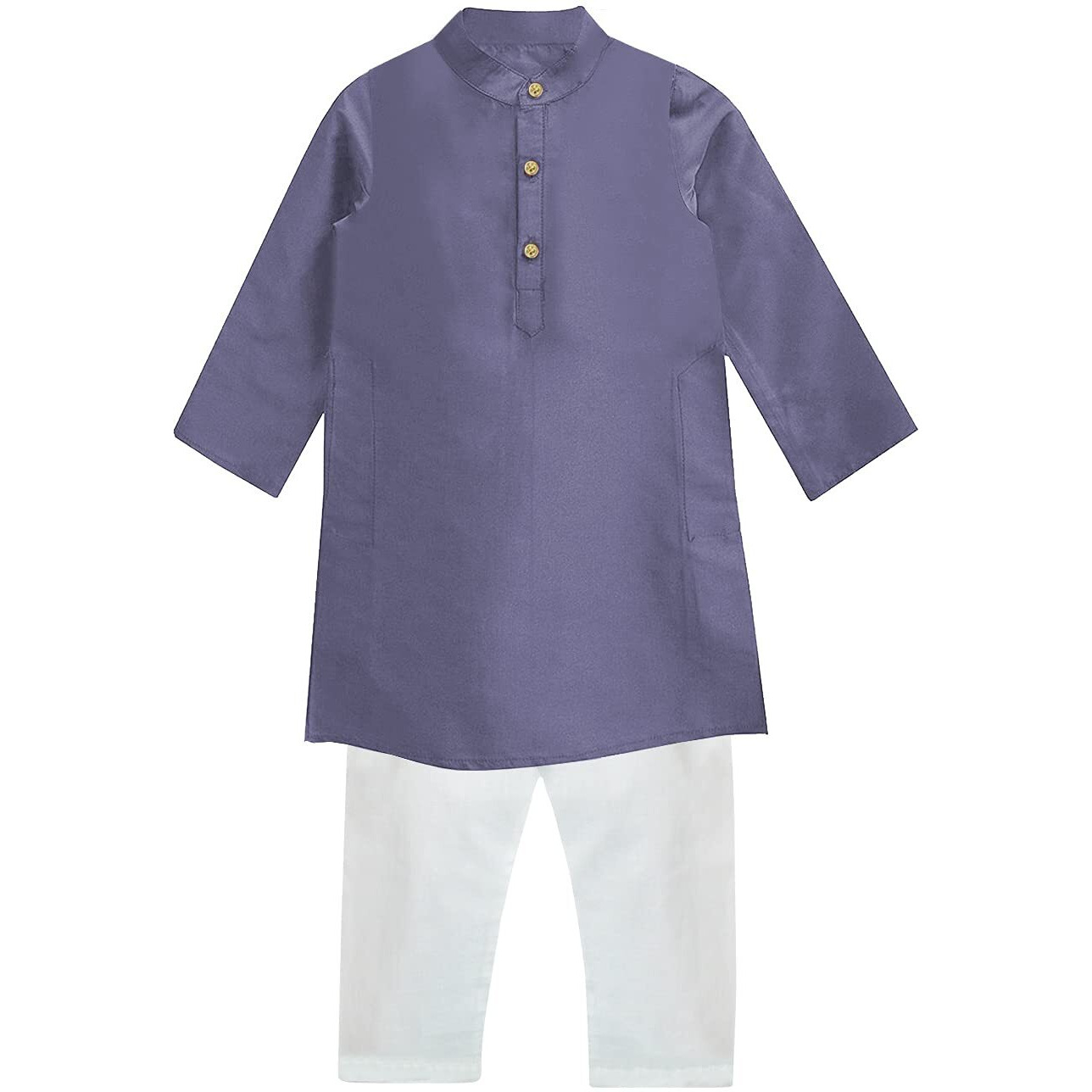 A.T.U.N. (All Things Uber Nice) Boy's Regular Kurta Pyjama Set (Bkls Kpc_Lavender-White 13-14 Years)