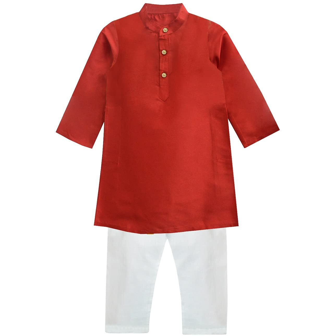 A.T.U.N. (All Things Uber Nice) Boy's Regular Kurta Pyjama Set (Bkls Kpc_Red-White 8-9 Years)